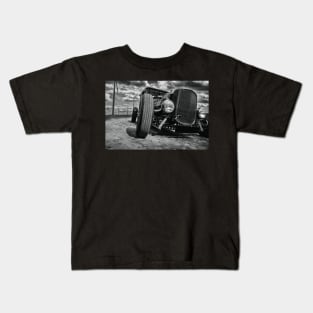 1931 Ford Model A, Hot Rod - black white Kids T-Shirt